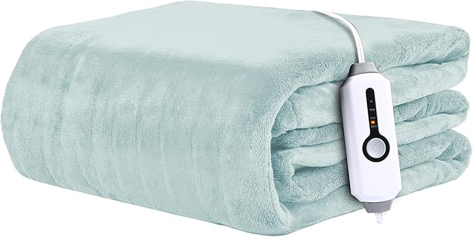 Electric Heated Blanket 72"x84" Full Size - 4 Heat Levels, 10H Auto Shut Off, Ultra-Soft Coral Fleece Heated Blanket with Overheat Protection, Fast Heating, Machine Washable - Mint Green