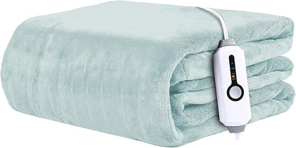 Electric Heated Blanket 72"x84" Full Size - 4 Heat Levels, 10H Auto Shut Off, Ultra-Soft Coral Fleece Heated Blanket with Overheat Protection, Fast Heating, Machine Washable - Mint Green