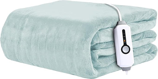 Electric Heated Blanket 72"x84" Full Size - 4 Heat Levels, 10H Auto Shut Off, Ultra-Soft Coral Fleece Heated Blanket with Overheat Protection, Fast Heating, Machine Washable - Mint Green