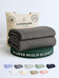 Cloud Scape Linen 100% Cotton 8 Layer Twin Size Muslin Blanket - Breatheable and Soft Winter Blanket for Bed, Couch and Sofa, Oversized Fits up to Twin XL, Best Gift Idea, 68x92, Dark Grey