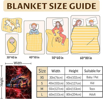 Kids Throw Blankets Racing Blanket for Boys Gifts for Cars Lovers, Cool Warm 40 x 30 Inches Flannel Throw for Sofa Bed Living Room Home Decor