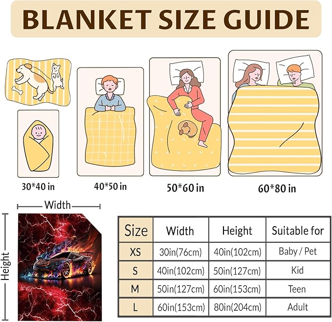 Racing Blanket for Kids Boys Blankets Gift for Son Grandson, Cool Cozy Soft 50 x 40 Inches Cars Flannel Throws for Bed Travel Sofa Living Room