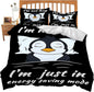 Penguin Theme 3 Pieces Duvet Cover Comforter Set with 2 Pillowcase Full Size Cute Penguin Bed Sheet Quilt Bedroom Bedding for Lover Kids