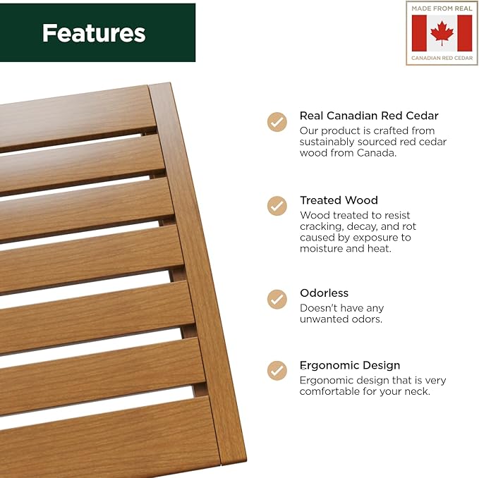 Sauna Headrest - Handmade from Canadian Red Cedar Wood - Ergonomic Neck Support Pillow