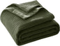 CHUFFED Cotton Waffle Blanket Throw Size - Plush Milk Velvet & Reversible Waffle Weave,Anti-Static 500Gsm Design，Thick Cozy Soft Winter Blanket for Bed, Couch, Sofa - Olive Green, 50x70 Inches