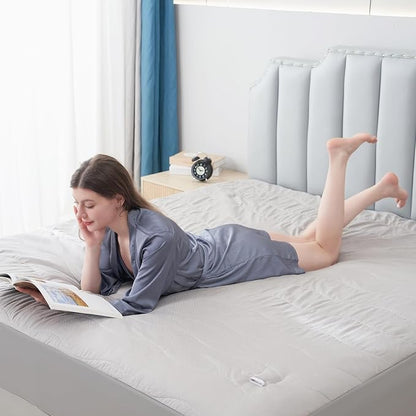 Electric Mattress Pad Queen Size 60"x80",6 Heating Levels & 1-10 Hour Auto Shut Off,Warm and Soft Comfort Fabric with 15 Inch Deep Pocket,Machine Washable,Gray