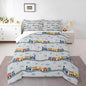 Erosebridal Train Bedding Sets Navy Locomotive Train Comforter Set King,Cartoon Steam Engine Down Comforter for Kids Toddler Cute Clouds Transportation Cars Duvet Insert with 2 Pillowcases
