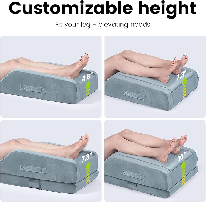 OasisSpace Double Leg Elevation Pillows for After Surgery or Rest,Single Leg Memory Foam Leg Pillow with Velvet Washable Cover for Post-Surgery, Swelling & Comfort