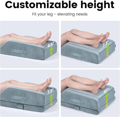 OasisSpace Double Leg Elevation Pillows for After Surgery or Rest,Single Leg Memory Foam Leg Pillow with Velvet Washable Cover for Post-Surgery, Swelling & Comfort