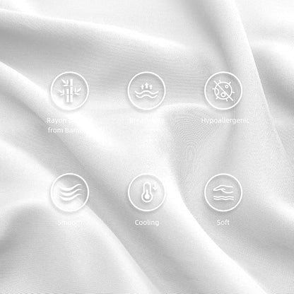 King Pillowcases, Cooling Viscose from Bamboo Pillow Covers with Envelope Closure, Soft Moisture-Wicking for Hot Sleepers, Hair and Skin-Friendly, White, 2 Pack