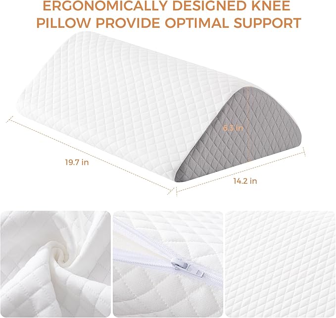 Knee Wedge Pillow 6.3'' for Post-Surgery Recovery-Leg Elevation Support for Sleep Position, Alleviating Lower Back & Hip Pain Enhancing Circulation in Ankles Legs Triangle Pillow with Removable Cover