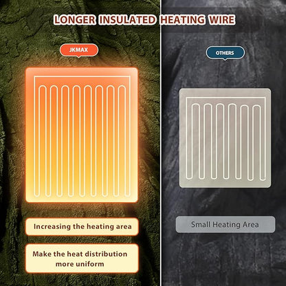 Heated Electric Blanket King Size-100"x90" Heating Blanket with 10 Heating Levels & 5 Time Settings Over-Heat Protection，Winter Warmer for Adults with ETL Certification（Green）