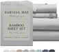 KARISSA MAE Cooling Bamboo Viscose Queen Sheet Set | 100% Organically Grown | 18” Deep Pocket | Silky, Soft, & Hypoallergenic | with Organizer Band & Elastic Corner Straps [Grey Mist]