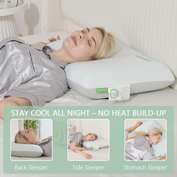 2 Pack Extra Soft Ice-Feel Cooling Pillows for Sleeping – Premium Standard Size Bed Pillows with Breathable Sponge-Fill Support, Ice-Fabric Cooling Pillow Set for Hot Sleepers