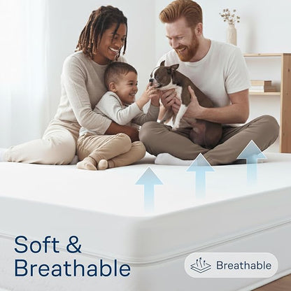 Niagara Waterproof 360 Protection Zippered Mattress Pad Queen 60x80 Non Noisy Cooling Breathable Ultra Plush Protector Absorbent Extra Deep Fits 20 Inches Deep Mattress