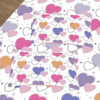 Peopleareok Pink Heart Comforter Sets Twin (68x86 Inch), 2 Piece Cute Pink Purple Heart Print Comforter with 1 Pillowcases, Ultral Soft Microfiber Kids Bed Set for Girls Bedroom Decor All Season
