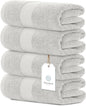 White Classic Luxury Bath Towels Set of 4 Large - 700 GSM Cotton Ultra Soft Bath Towels 27x54 | Highly Absorbent and Quick Dry | Hotel Towels for Bathroom Luxury, Plush Shower Towels, Silver