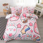 CVHOUSE Kawaii Bedding Set Queen Size,Cute Rabbit Bed for Girls Kids Teens,Pink Comforter Cover Soft,Kawaii Duvet Set,Girls Room Decor Quilt Queen 89'x89'