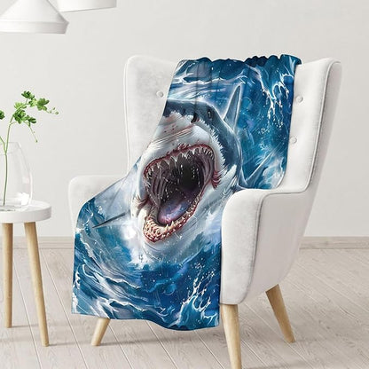 Shark Blanket Kids - 30 x 40 Inches Lap Size Animals Blankets for Boys - Plush Warm Throw Gifts Stuff for Crib, Nap