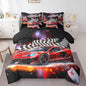Feelyou Red Racing Car 7 Piece Bedding Set Full Size Extreme Sport Comforter Set with Sheets for Kids Boys Girls Teens Toddler Fast and Furious Bed in a Bag Black White Flag Bed Set