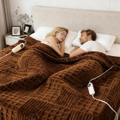 Heated Blanket Electric King,Waffle Heating Blanket with 12 Heat Levels, Fast Heating Blanket with 1-12H Timer Settings, Overheat Protection with ETL & FCC for Home Office Sofa-90"x100"