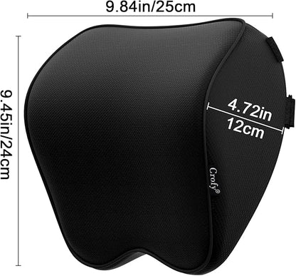 Crofy 2-Pack Car Neck Pillow, Softness Car Headrest Pillow for Driving with Adjustable Strap, 100% Memory Foam and Breathable Removable Cover, Comfortable Ergonomic Design, 4.7 Inches Thick