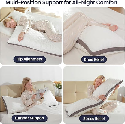 Shredded Memory Foam Full Body Pillow, Long Hugging Bed Pillows for Adults, Breathable Extra-Firm Large Pillow for Side Sleep, Big Support Body Pillow for Sleeping (20 x 54 Inches)