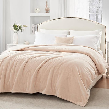 Sealy Electric Blanket King Size, Flannel Heated Blanket with10 Heating Levels & Auto Shut Off, Machine Washable, Beige, 100 x 90 Inch