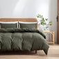 Jane yre Dark Green Duvet Cover Queen, 100% Washed Microfiber 3 Pieces Dark Green 1 Duvet Cover +2 Pillowcases with Zipper Closure, Soft Natural Slight Wrinkled Comfy