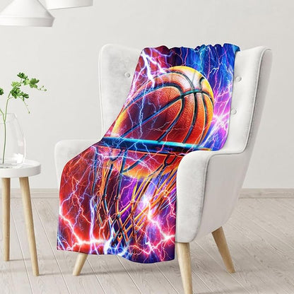 Kids Blanket Gifts Basketball Blankets for Boys, Toddler - 30" x 40" Lightweight Comfortable Sports Throws Stuff for Lap, Office & Crib