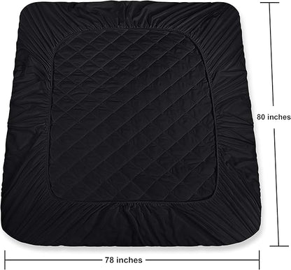 Utopia Bedding Quilted Fitted Mattress Pad, King Size, Elastic Fitted Mattress Topper Protector and Cover with Deep Pocket Stretches up to 16 Inches, Machine Washable (Black)