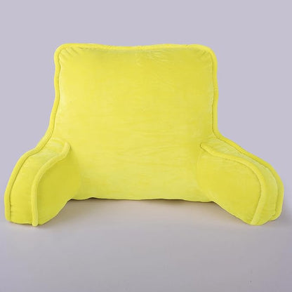 Home Soft Things Super Soft Bedrest Reading Pillow, Lounger Backrest Pillow for Sitting in Bed with Arms Pockets, 20" x 18" x 17", Butter Cup