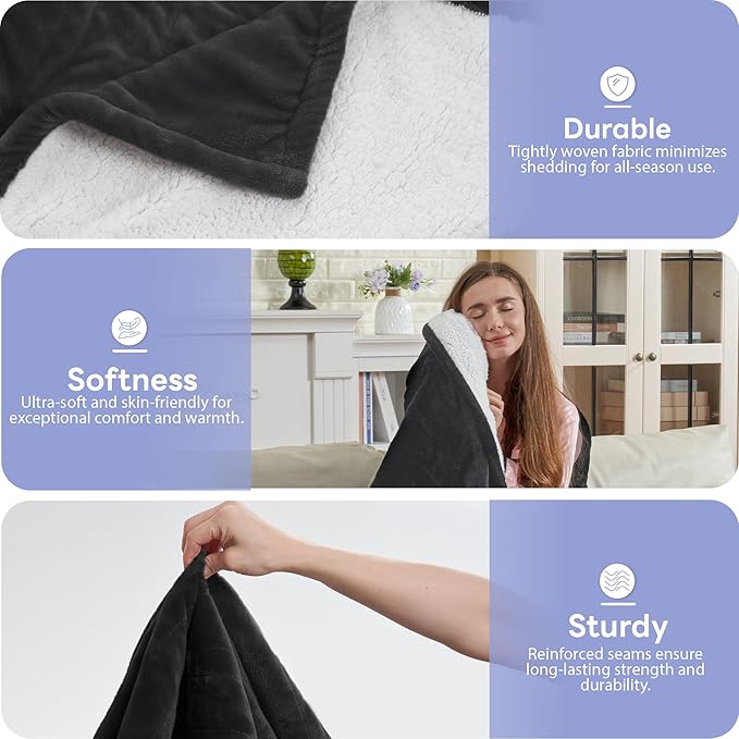 Heated Blanket Electric Blanket Full Size 84"x72" Fast Heating Electric Blanket with 12 Hours Auto-Off and 6 Heating Settings Overheat Protection Cozy Soft Flannel Heated Throw Blanket ETL-Certified