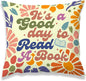 It's A Good Day to Read A Book Classroom Decorative Throw Pillow Covers, Floral Reading Pillows Covers for Kids, Flower Retro Pillow Cases Decor for Library Reading Nook Corner Couch 18x18in