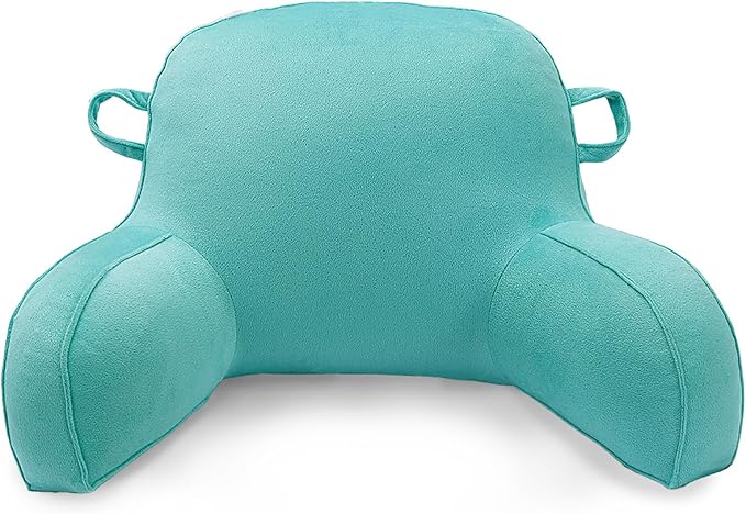 LiveGo Reading Pillow for Kids, Velvet Back Support Cushion for Sitting Up in Bed Adults, Kids Cuddle Cushion with Arms & Backrest Support Pillow for Teen Boys Girls Reading Bed Rest