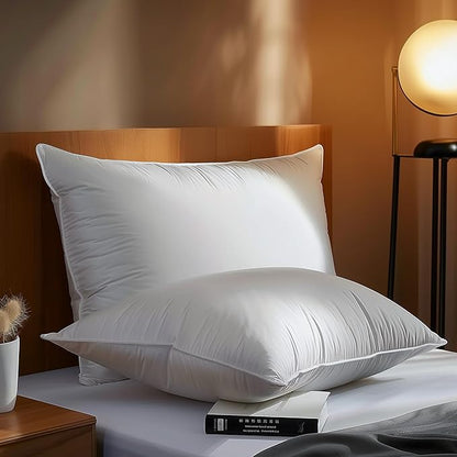 WOLKI Feather Down Alternative Pillows King Size Set of 2, 100% Soft Cotton Shell Bed Pillow, Hotel Sleeping Pillow for Back, Stomach or Side Sleepers 20x36