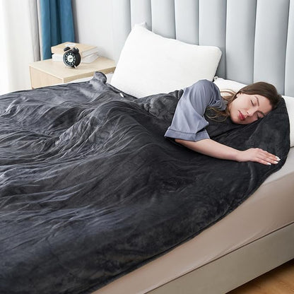 Electric Heated Blanket Throw Size 50" x 60" Heated Throw with 6 Heating Levels & 3 Hours Auto Off, Machine Washable, Dark Gray