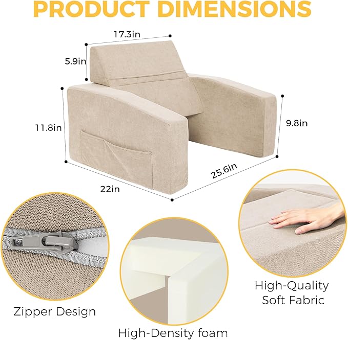 Reading Pillow for Gaming Lap Desk Pillow for Laptop with Pocket Foldable Memory Foam Bed Desk for Reading Working Crocheting Gaming Arm Rest on Bed/Sofa/Floor/Couch/Car (Beige Foldable)