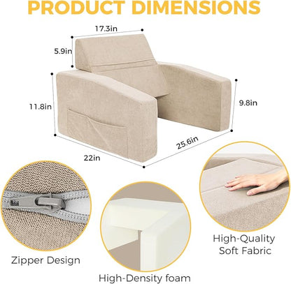 Reading Pillow for Gaming Lap Desk Pillow for Laptop with Pocket Foldable Memory Foam Bed Desk for Reading Working Crocheting Gaming Arm Rest on Bed/Sofa/Floor/Couch/Car (Beige Foldable)