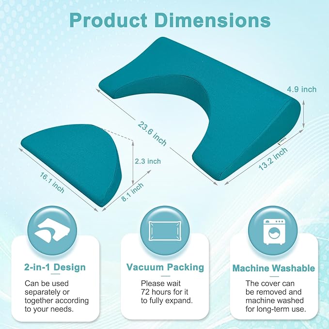 KAAMOS Bedsore Turning Wedge Pillow for Sleeping Anti Bed Sore Turnover Pillows After Surgery Hospital Inclined Sleepers Cushion for Bedridden Prevent Pressure Ulcer Bed Sores (23.6" Long)