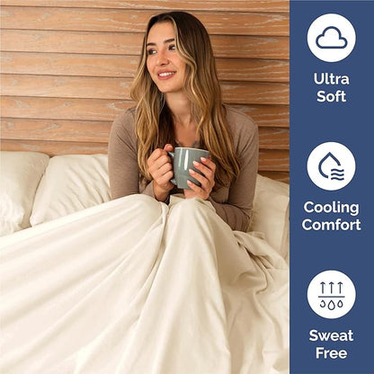 King Sheets Set 6 Piece - Includes 4 Pillowcases - Bed Sheets King Size - Soft Hotel Luxury Bedding - Cooling, Comfy, Cozy & Breathable - 1 Flat & 1 Fitted & 4 Pillowcases w/ Deep Pockets - Off White