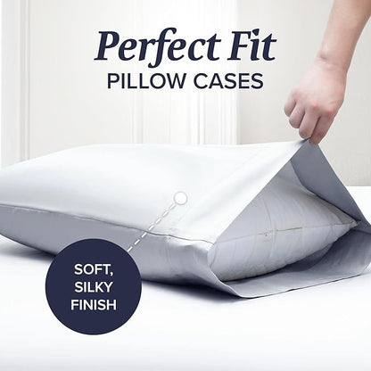 Beckham Hotel Collection Down Alternative Pillows & Cotton Sheets 4 Piece Set, 16" Deep Pocket, 2 Open End Pillowcases, King, White