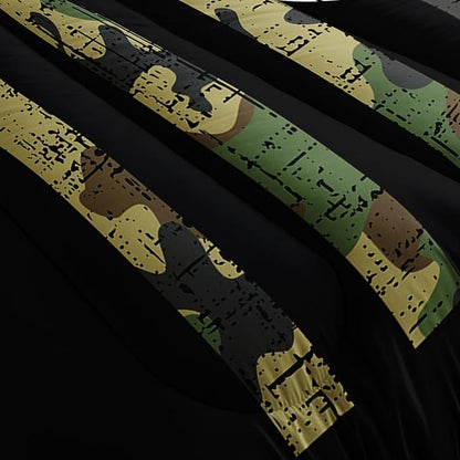 Deer Hunting Comforter Set Full Size, American Flag Bedding Set for Boys Teens, Army Green Military Camo Stripes Bedding Quilt Set Bedroom Decor 3 Pcs with 2 Pillowcase
