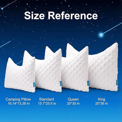 Cooling Side Sleeper Pillow for Neck and Shoulder Pain, Luxury Shredded Memory Foam Curved Bed Pillows for Sleeping Set of 1- Adjustable Travel Pillow Size- Washable Cover Crescent White
