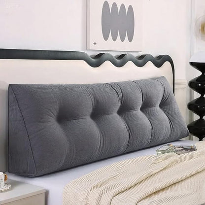 King Triangle Bed Wedge Pillow for headboard Gap Triangular Reading Pillows for Sitting in Bed Adult Wedge headboard Pillow, Gray
