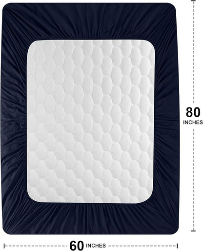 Utopia Bedding Waterproof Mattress Protector, Queen Mattress Pad, Noiseless Quilted Fitted Cover with Deep Pocket Stretches up to 16 Inches (Navy)