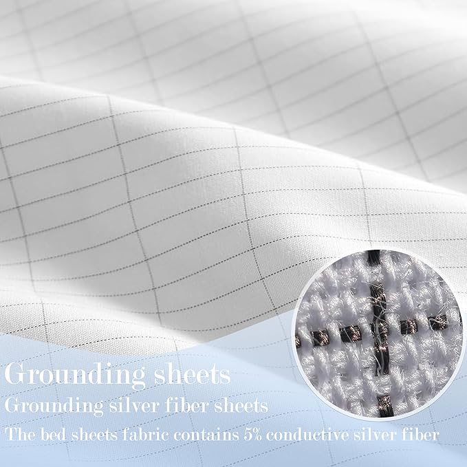 Ali King Grounding Sheets - Full XL Size, Soft Cotton with Silver Fiber, 15'' Deep Pocket Earth Grounding Fitted Bed Sheets for Improved Sleep (Beige, Full XL 54''*80''*15'')