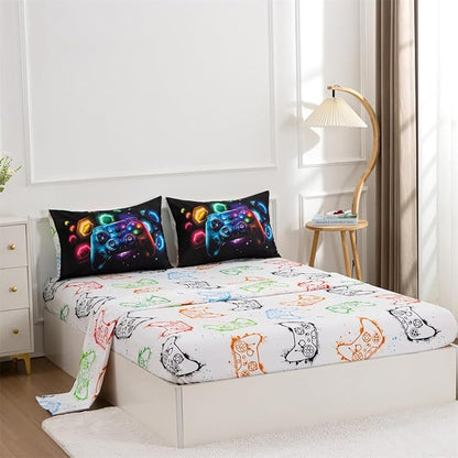 NTBED Game Console Comforter Set for Boys Girls Kids Space Universe Gaming Lightweight Microfiber Gamer Bedding Sets (Multi, Queen 5Pcs)