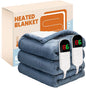 Electric Heated Blanket, Flannel & Sherpa Fast Heating Soft Fleece Heated Queen Blanket 84"x90" with 6 Heating Levels & 10H Auto Off - Blue