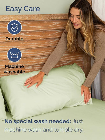 Extra Deep Full Sheet Set - 6 Piece Breathable & Cooling Sheets - Hotel Luxury Bed Sheets Set - Easy & Secure Fit - Soft, Wrinkle Free & Comfy Sheets Set - Light Sage Sheet Set with Extra Deep Pockets